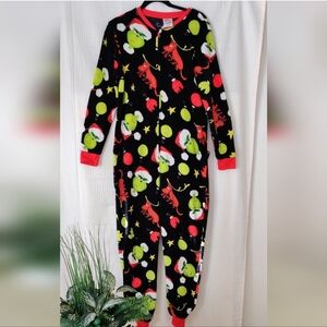 Dr Seuss The Grinch "Merry Whatever" Onesie Pajama Size Large 12-14(Youth)